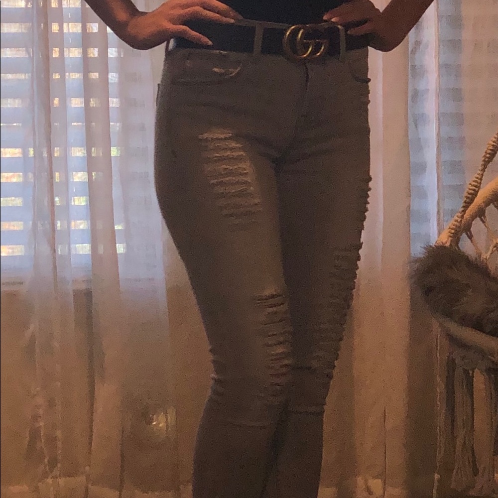 Express distressed skinny jeans